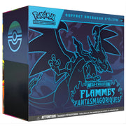 Coffret Dresseur d’Élite Pokémon Flamme Fantasmagoriques bleu et noir avec méga-évolutions
