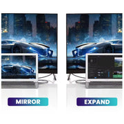 Deux laptops noirs et argentés identiques avec câble DisplayPort vers HDMI 4K 3m