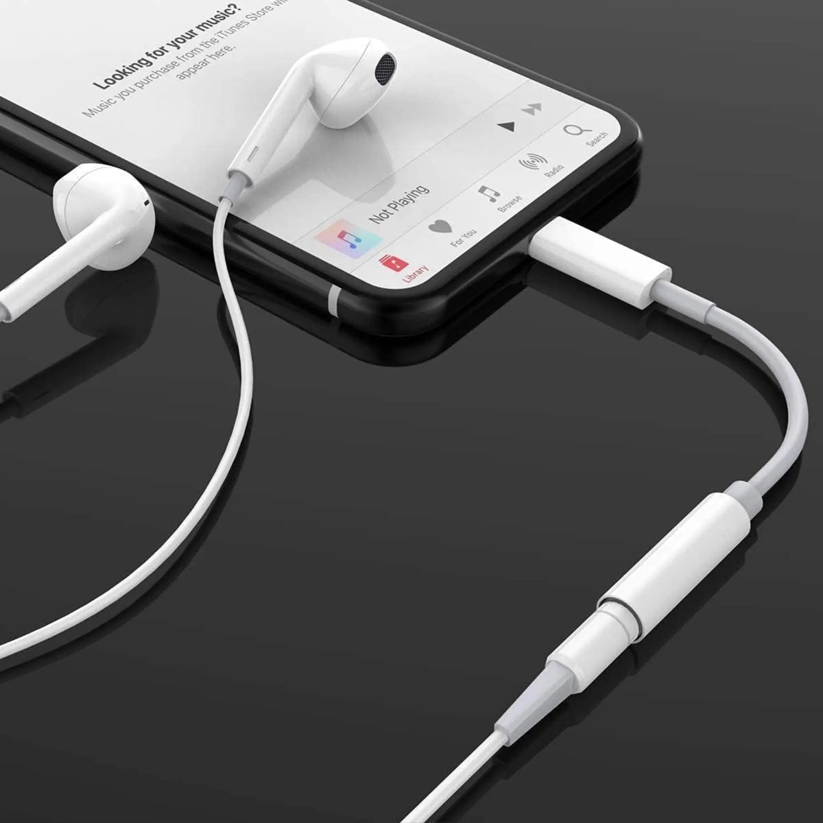 Adaptateur Jack 3,5 mm vers Lightning blanc design minimaliste