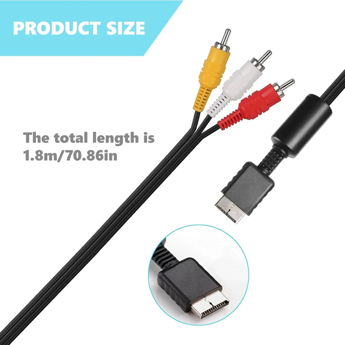 Câble RCA PS2 noir RCA vers USB avec connecteurs jaune blanc rouge