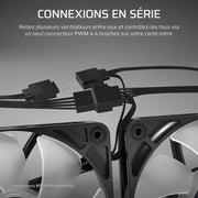 Câbles connecteurs PWM noirs pour ventilateurs RS ARGB Corsair, liaison multiple via 1 connecteur 4-pin
