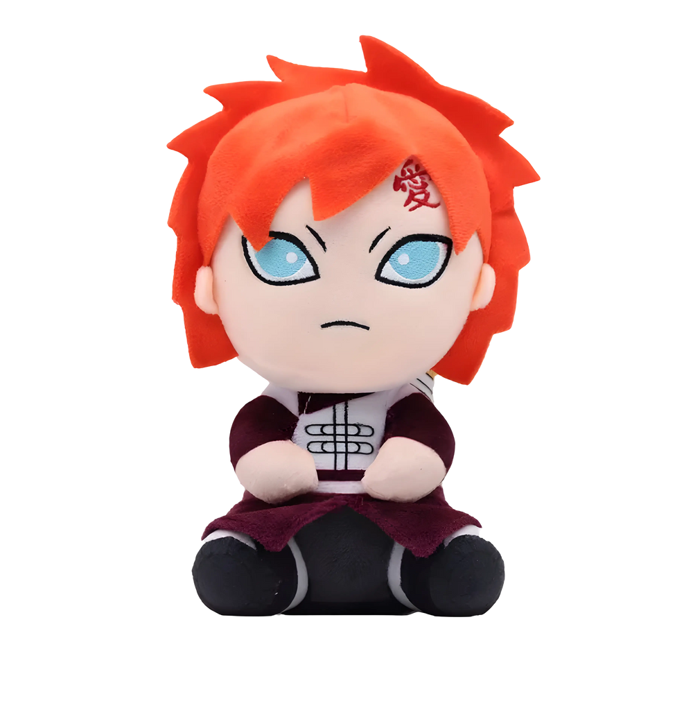 Peluche Gaara Naruto 20 cm avec cheveux orange, yeux bleus et kanji rouge