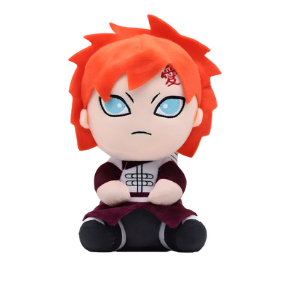 Peluche Gaara Naruto 20 cm avec cheveux orange, yeux bleus et kanji rouge