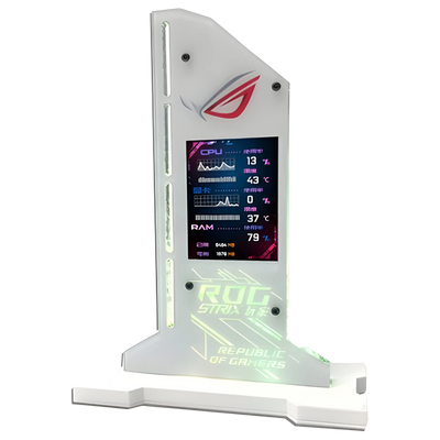 Support Carte Graphique avec Ecran LED - 5v 3Pin RGB - ASUS ROG - Blanc
