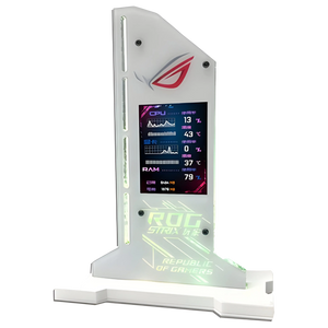 Support Carte Graphique avec Ecran LED - 5v 3Pin RGB - ASUS ROG - Blanc