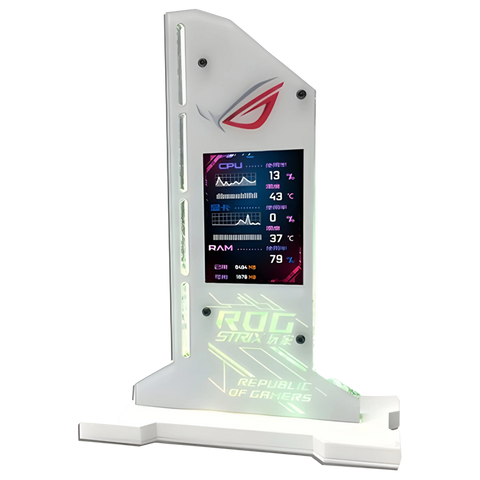 Support Carte Graphique avec Ecran LED - 5v 3Pin RGB - ASUS ROG - Blanc