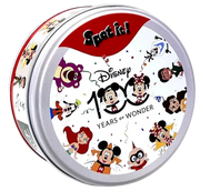 Boîte Dobble 100 ans Disney rouge avec étiquette Spot it vibrante