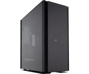 Boîtier PC Corsair Obsidian 1000D panneau latéral verre noir logo rouge avant