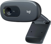 Webcam Logitech C270 HD grise au design arrondi avec clip intégré