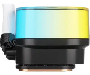 Refroidisseur CPU liquide CORSAIR iCUE Link H100i 240 RGB Blanc avec pompe gradient noir translucide et éclairage bleu-jaune