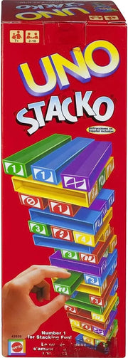Boîte Uno Édition Spéciale Stacko avec tour colorée de cartes numérotées