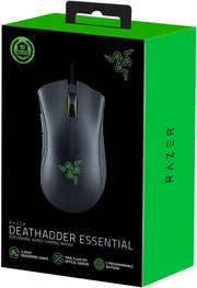 Souris filaire gamer Razer DeathAdder Essential noire avec logo vert luminescent et grip texturé
