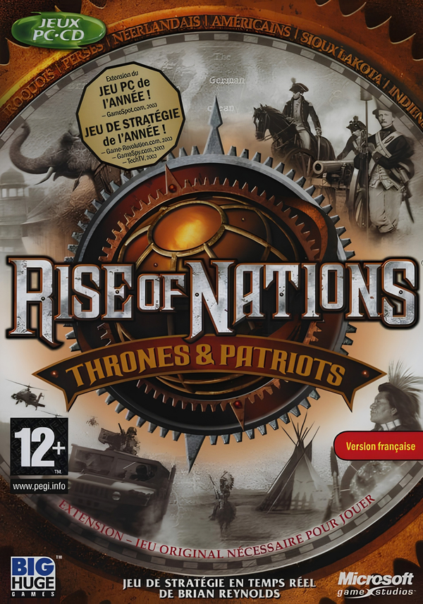 Rise of Nations : Thrones & Patriots sur PC — jaquette de l'extension, jeu vidéo Pixel 404 Orléans