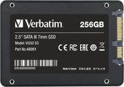Disque SSD Verbatim 2,5 pouces 256 Go VI550 S3 noir mat connecteur SATA or