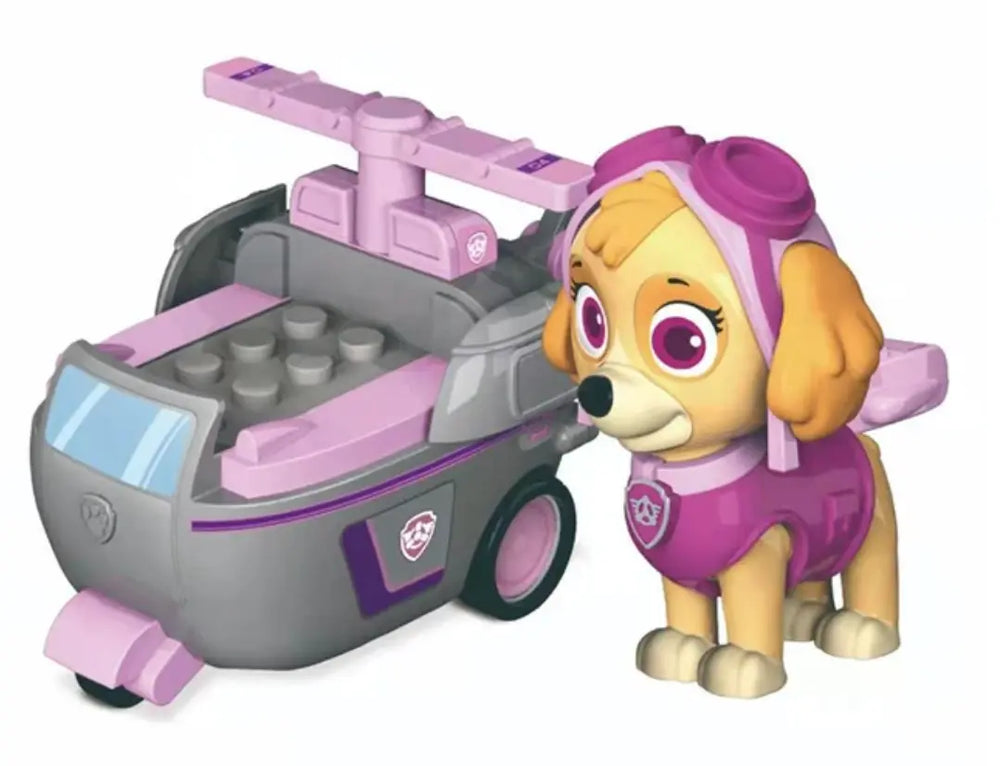 Mini véhicule Stella Pat Patrouille : Skye rose-gris et hélicoptère