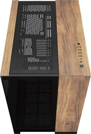 Corsair 6500X Noir/Marron Bamboo, boîtier PC sleek avec bois bambou et mesh noir