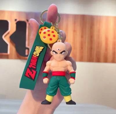 Porte-clés Dragon Ball Z Krillin vert et jaune avec perle dorée à étoiles