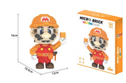 Figure Mario pixelisé orange et rouge en micro-briques Bricks Super Mario Bros Modèle 04