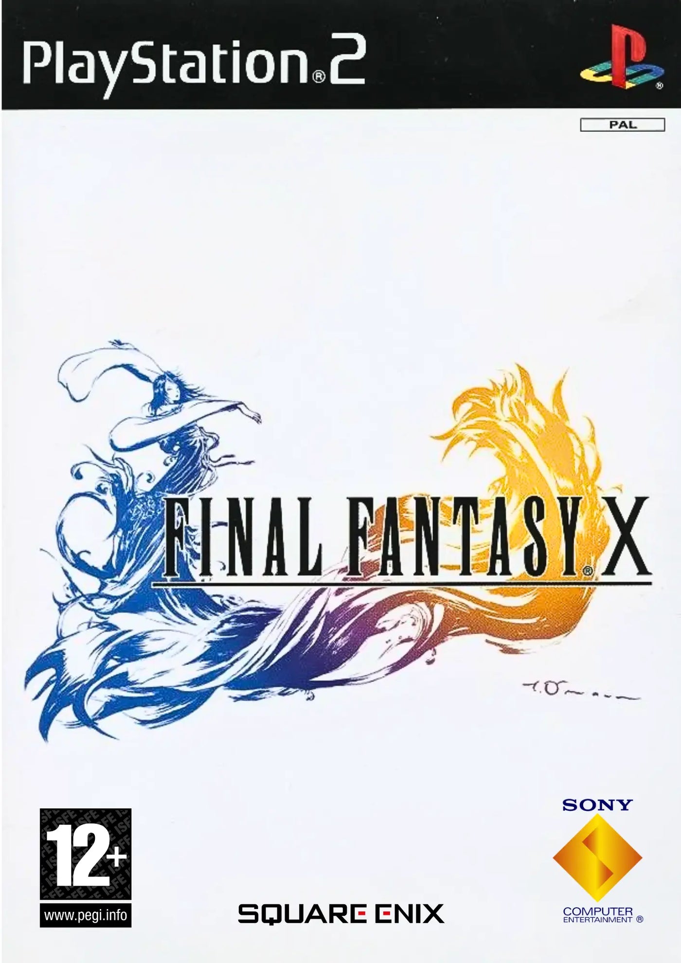 Coffret Final Fantasy X PS2 avec énergie bleue et orange dynamique