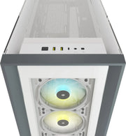 Corsair iCue 5000X RGB Blanc avec ventilateurs éclairés bleu-jaune