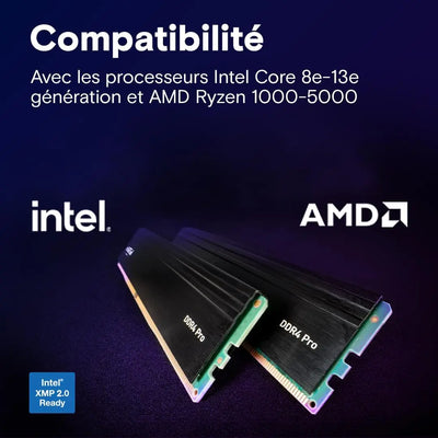 Kit mémoire RAM Crucial Pro DDR4 64 Go 3200 MHz noir à design nervuré