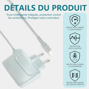 Chargeur 3DS : chargeur mural blanc en plastique avec puce intelligente et protections