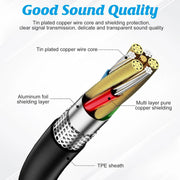 Doubleur Jack 3,5 mm câble audio TPE noir avec blindage cuivre multicouche