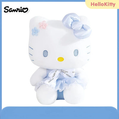 Peluche Hello Kitty Tenue Bleu Clair Nœud Satin - 30cm