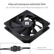 Ventilateur Thermalright TL-C12C noir carré à 9 pales PWM