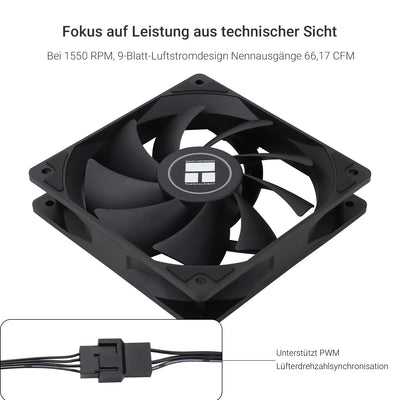 Ventilateur Thermalright TL-C12C noir carré à 9 pales PWM