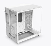 Boîtier PC NZXT H6 Flow RGB Blanc à côtés maillage blanc et panneau transparent