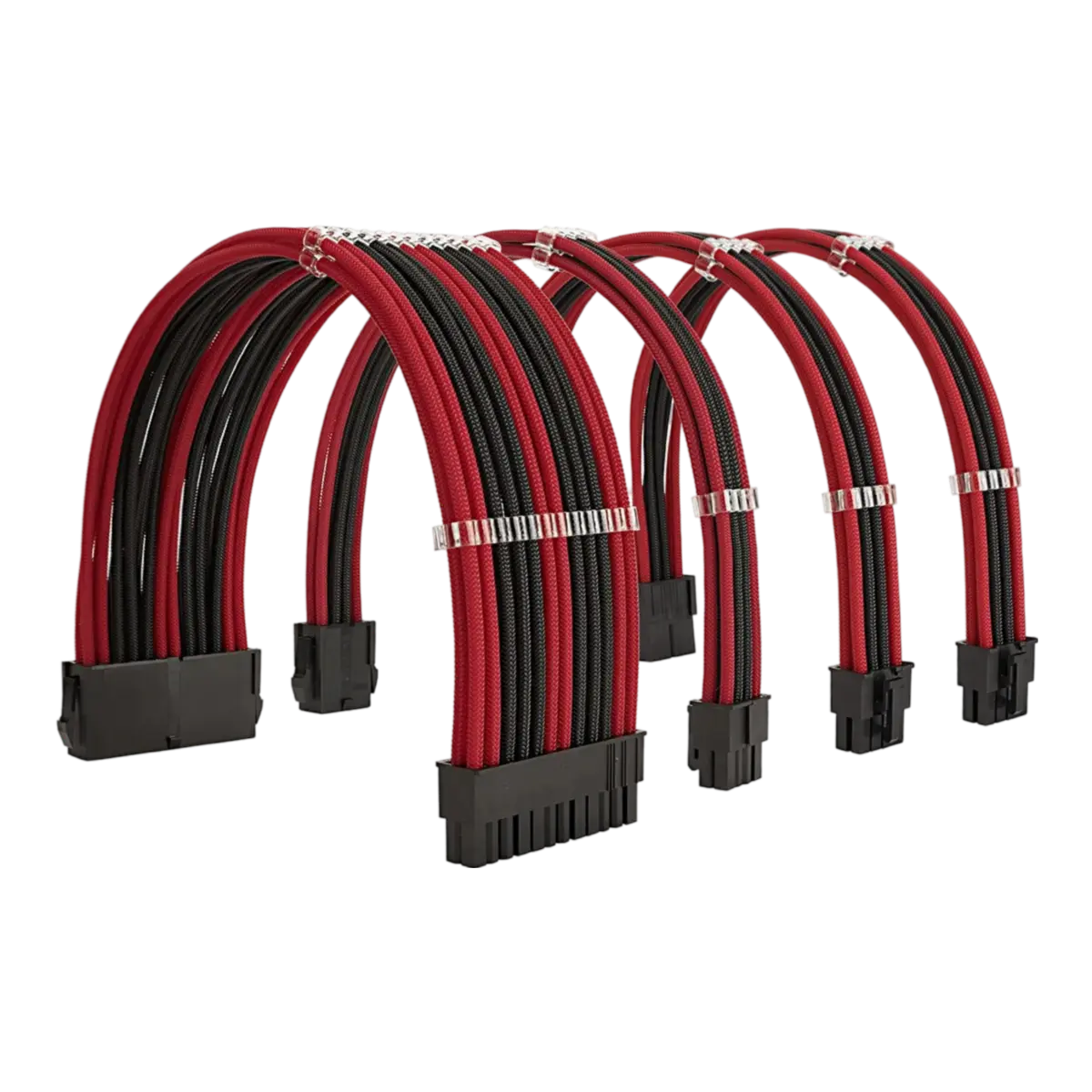 Câbles rallonges mix rouge-noir ATX/EPS/PCI-E avec connecteurs gris