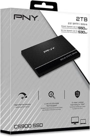 Disque SSD PNY CS900 2 To noir à surface texturée et logo argenté