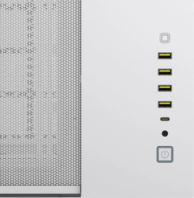 Corsair 6500X Blanc : boîtier blanc avec panneau mesh avant et ports USB verticaux