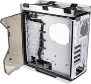Arrière du boîtier ASUS ROG Strix Helios RGB NOIR, blanc et noir, panneau transparent, découpe octogonale