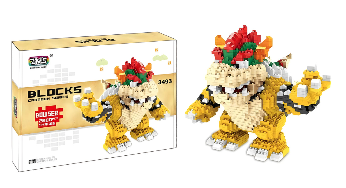 Figure Bowser jaune et rouge en briques ZMS Bricks Super Mario Bros
