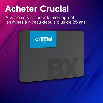 Disque SSD Crucial BX500 2.5’’ 500Go noir avec logo bleu BX