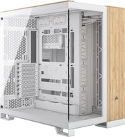 Coque PC Corsair 6500X Blanc Marron Bamboo, panneau latéral transparent