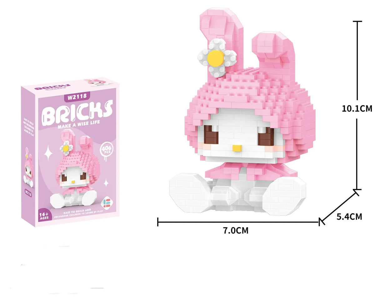 Bricks de constructions Hello Kitty - My Melody avec une fleur blanche image 0