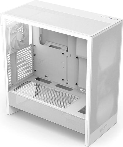 NZXT H5 Flow BLANC, boîtier PC blanc au design minimaliste avec panneaux mesh perforés