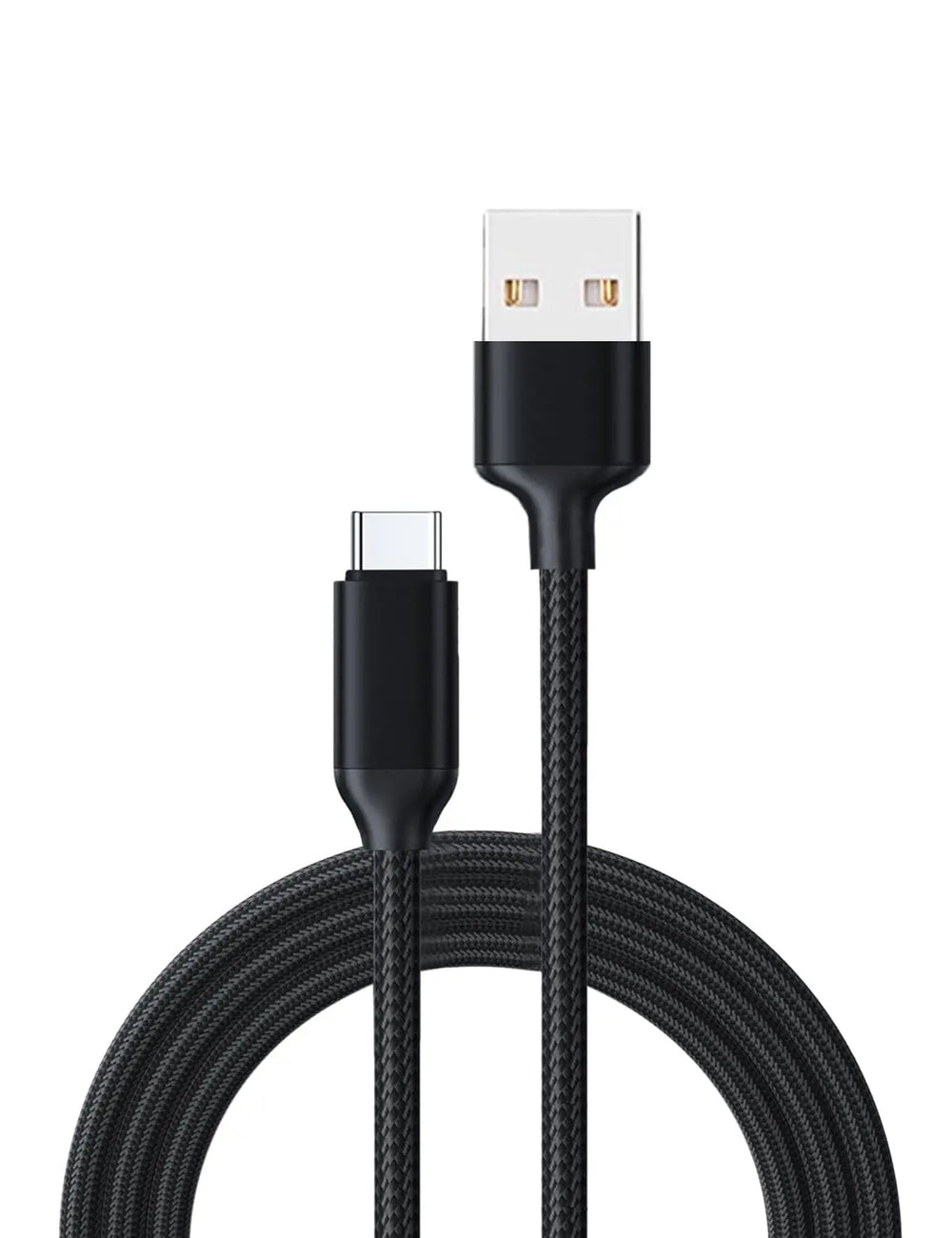 Câble USB vers USB-C 20 cm noir tressé durable avec connecteurs métalliques
