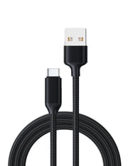 Câble USB vers USB-C 20 cm noir tressé durable avec connecteurs métalliques