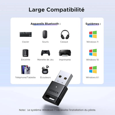 Clé Bluetooth Ugreen noire compacte et élégante