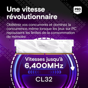 Barrette Mémoire 16Go DIMM DDR5 Crucial Pro OC 6400MHz (Blanc) — visuel 2