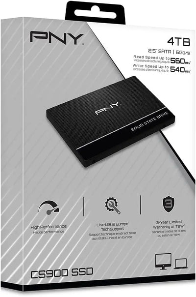 Disque SSD PNY CS900 4 To noir avec logo argenté texturé
