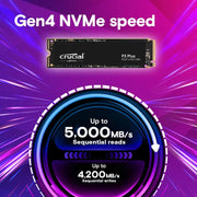 Disque SSD Crucial P3 Plus 500 Go M.2 NVMe Gen4 avec contacts dorés