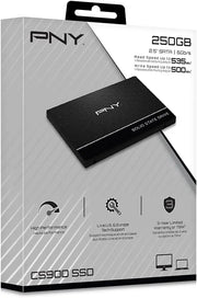 Disque SSD PNY CS900 256 Go 2.5 pouces face texturée logo argent