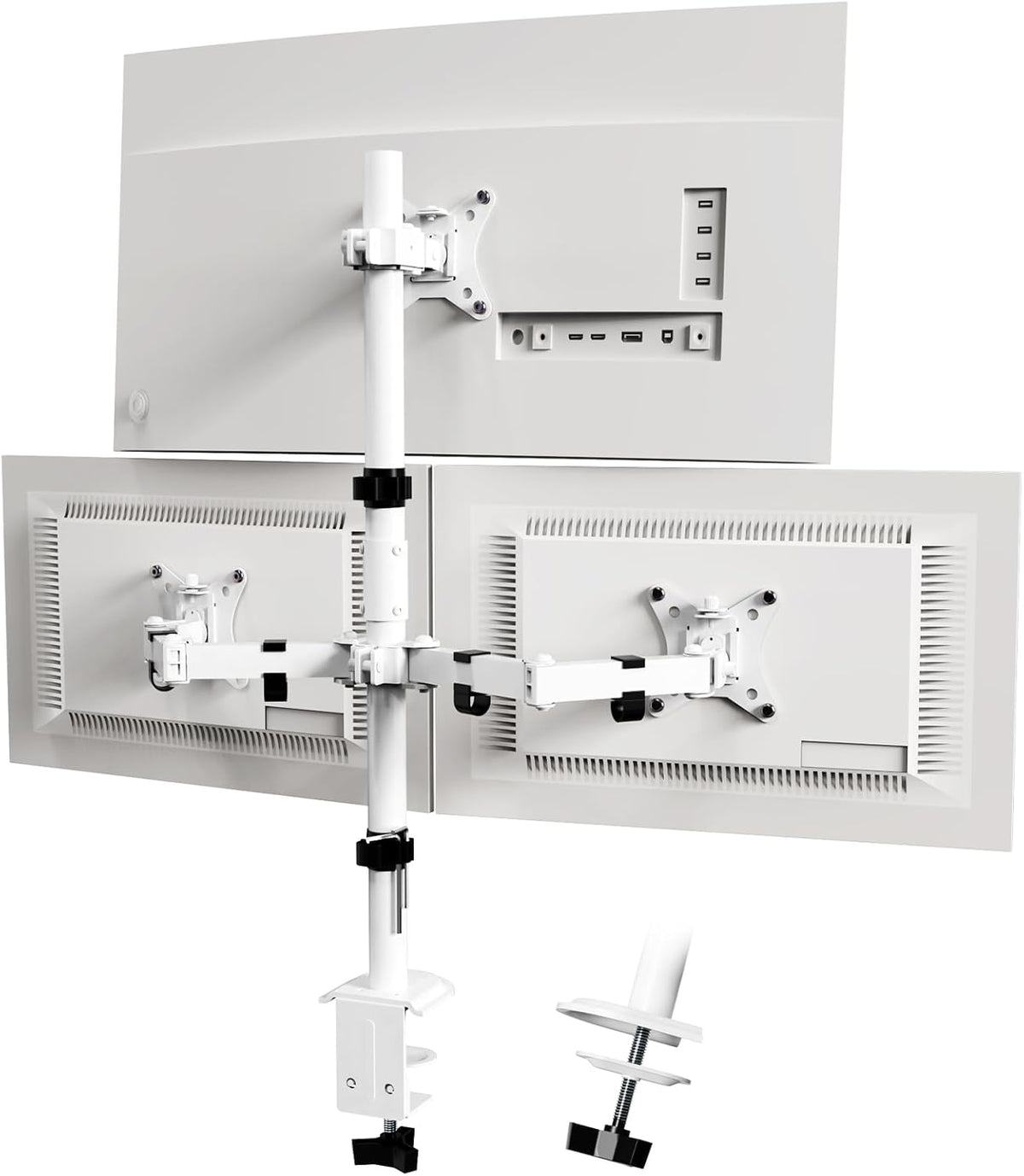 Support Bras Mécanique - Blanc - 3 moniteurs - 17" - 32" image 0