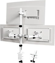Support bras mécanique blanc pour 3 moniteurs 17-32 pouces, vue arrière