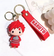 Porte-clés Naruto Gaara chibi rouge en caoutchouc avec bracelet poignet